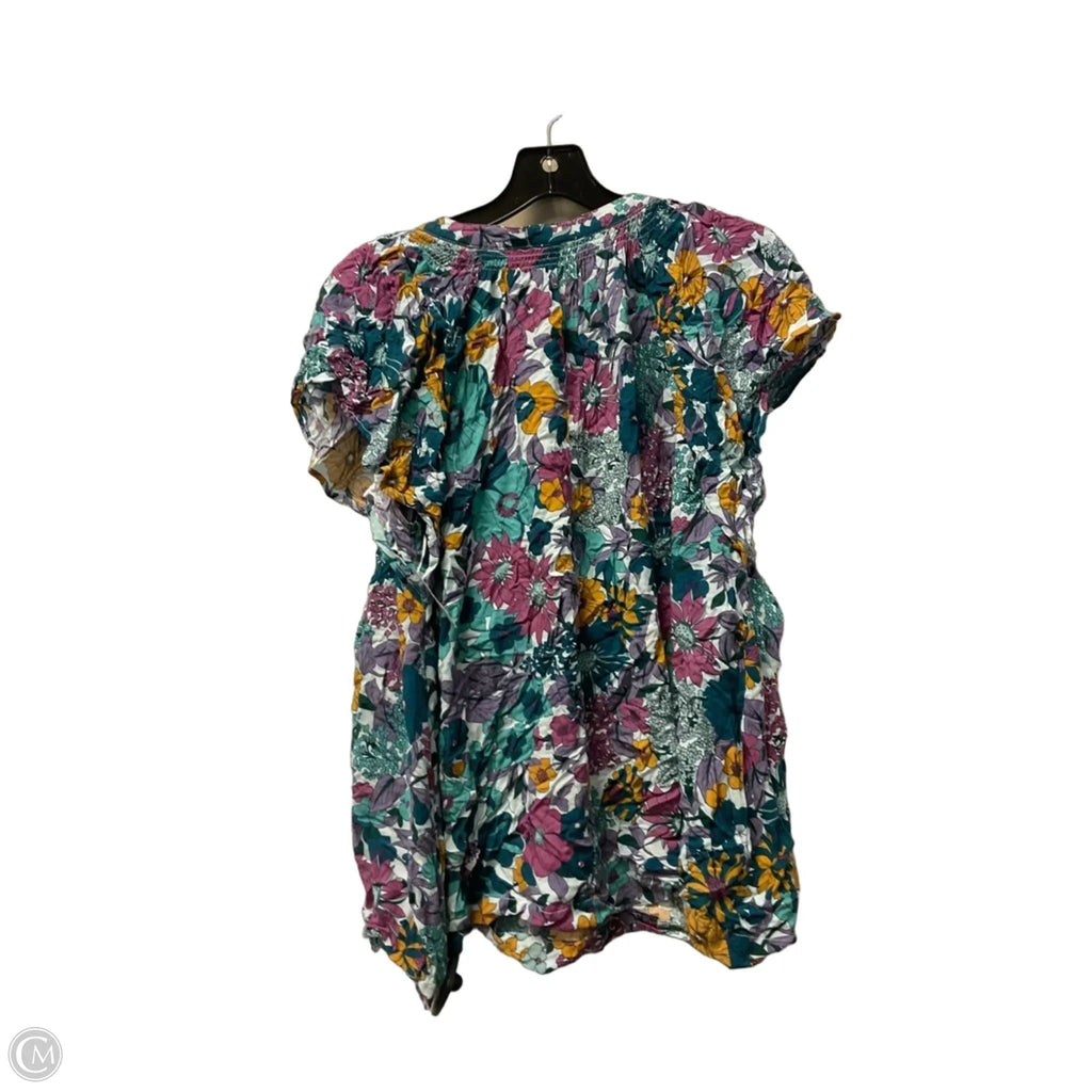 Top Short Sleeve By Umgee In Floral Print, Size: Xl
