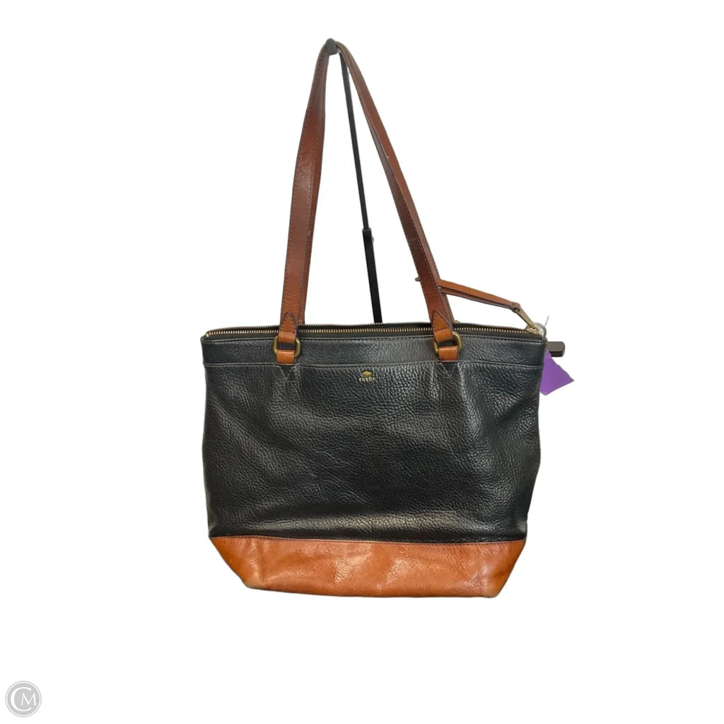 Handbag Leather By Fossil, Size: Medium