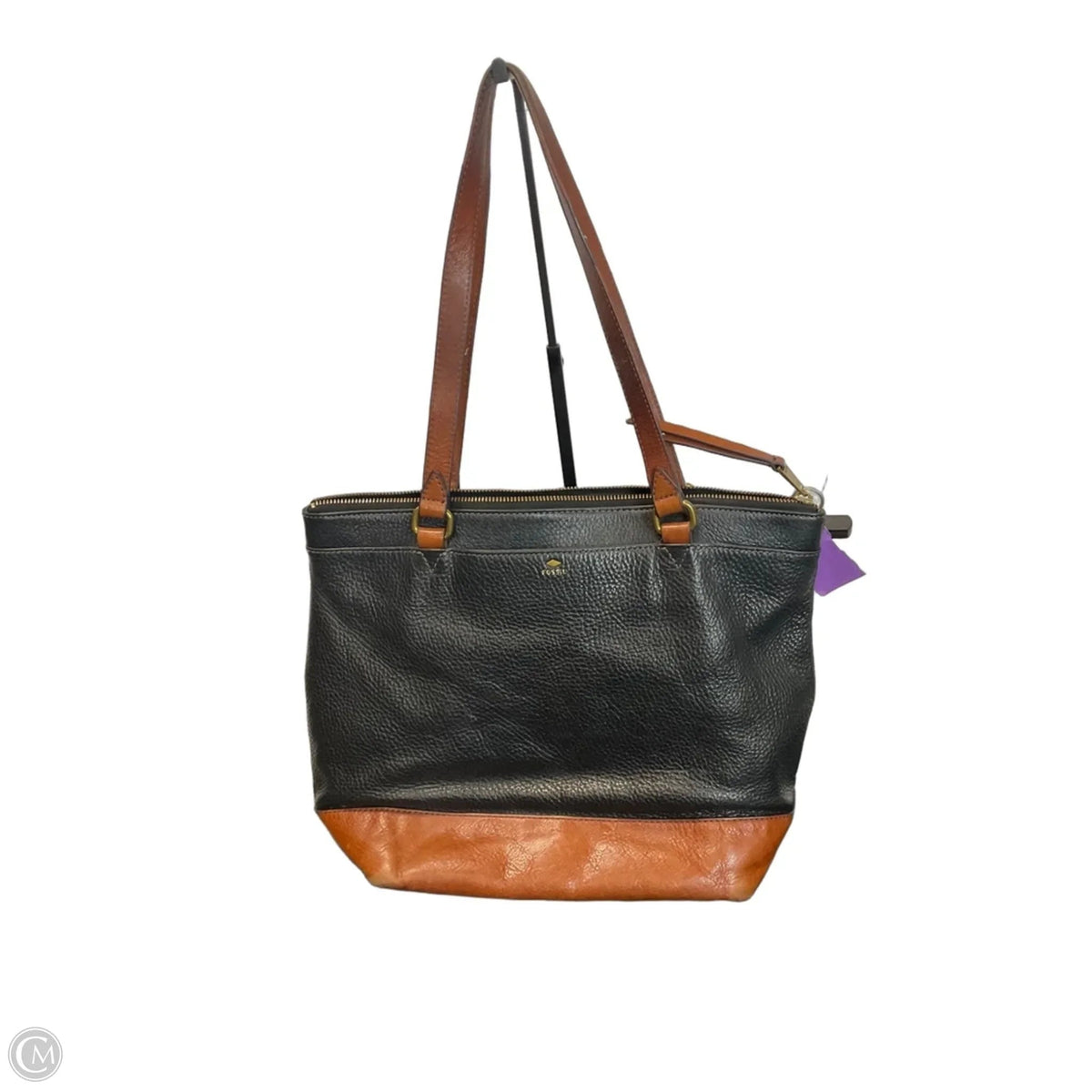Handbag Leather By Fossil, Size: Medium