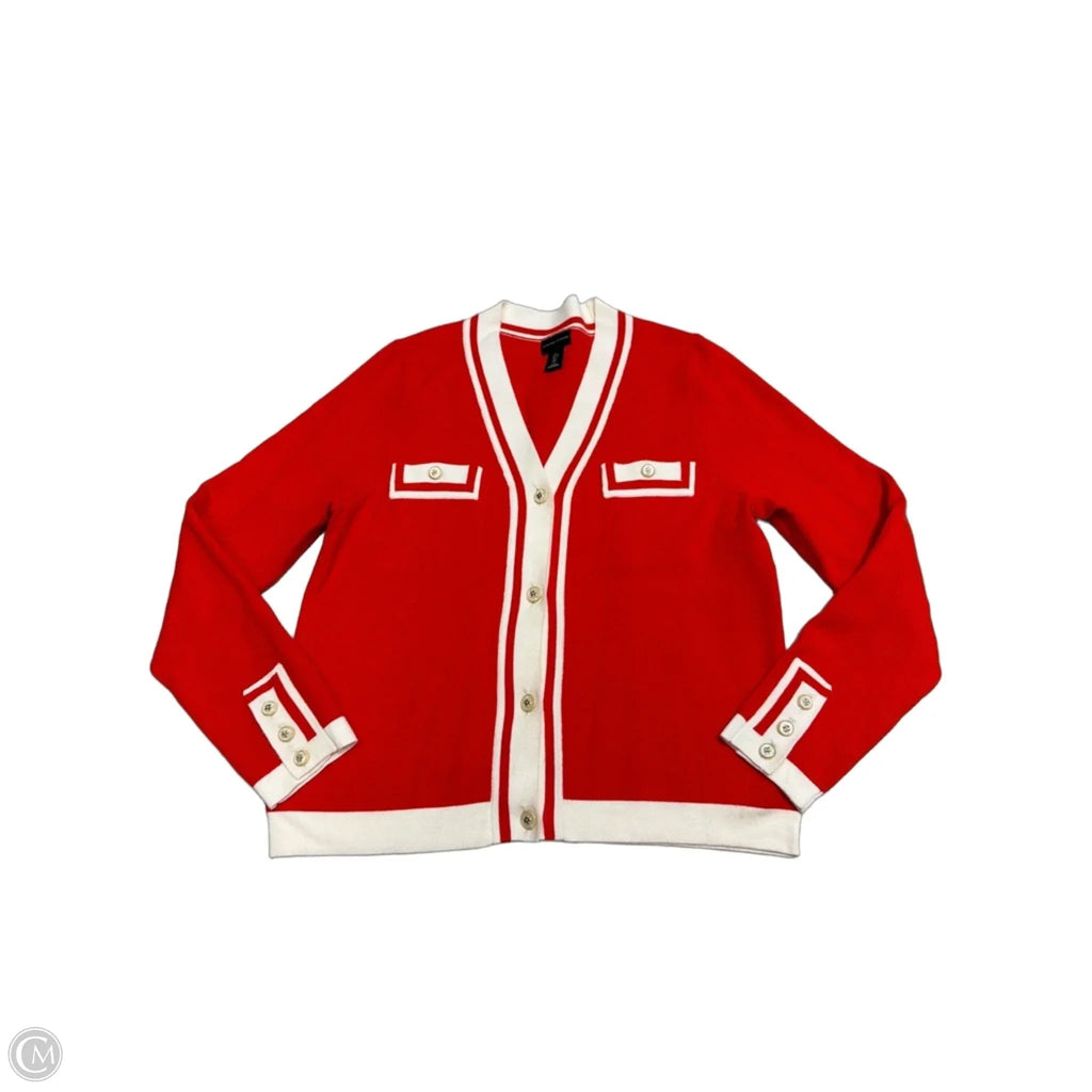 Sweater Cardigan By Adrienne Vittadini In Red, Size: L