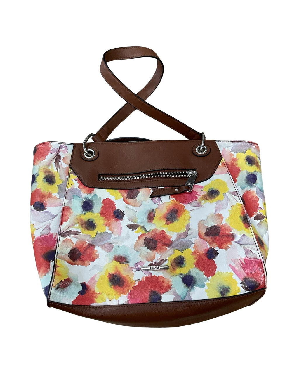 Handbag By Chaps In Brown & Cream, Size:Medium