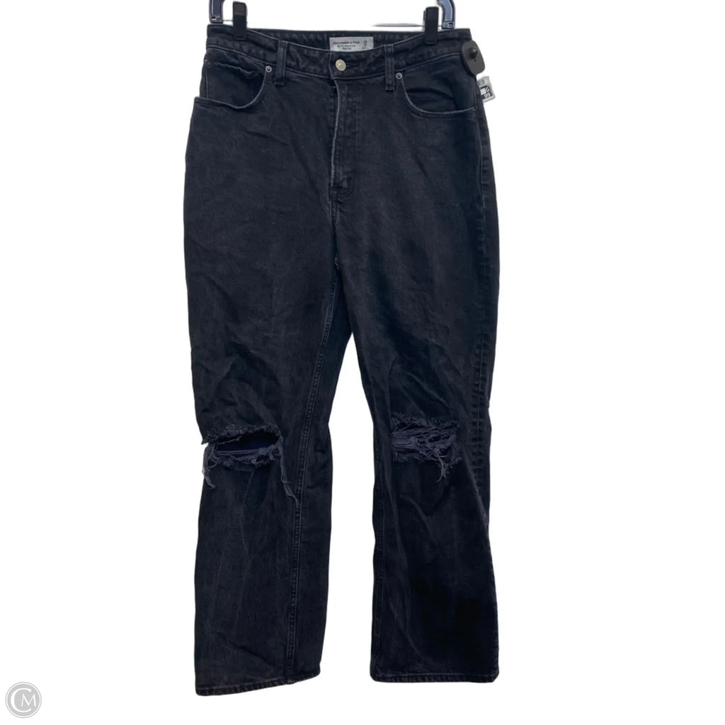 Jeans Straight By Abercrombie And Fitch In Black Denim, Size: 8