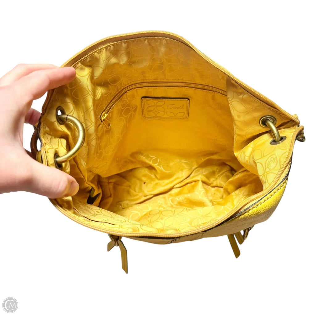 Handbag Leather By Fossil, Size: Medium