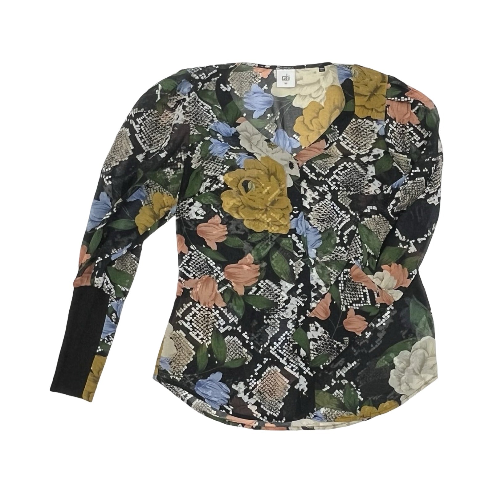 Blouse Ls By Cabi In Floral Print, Size:Xs