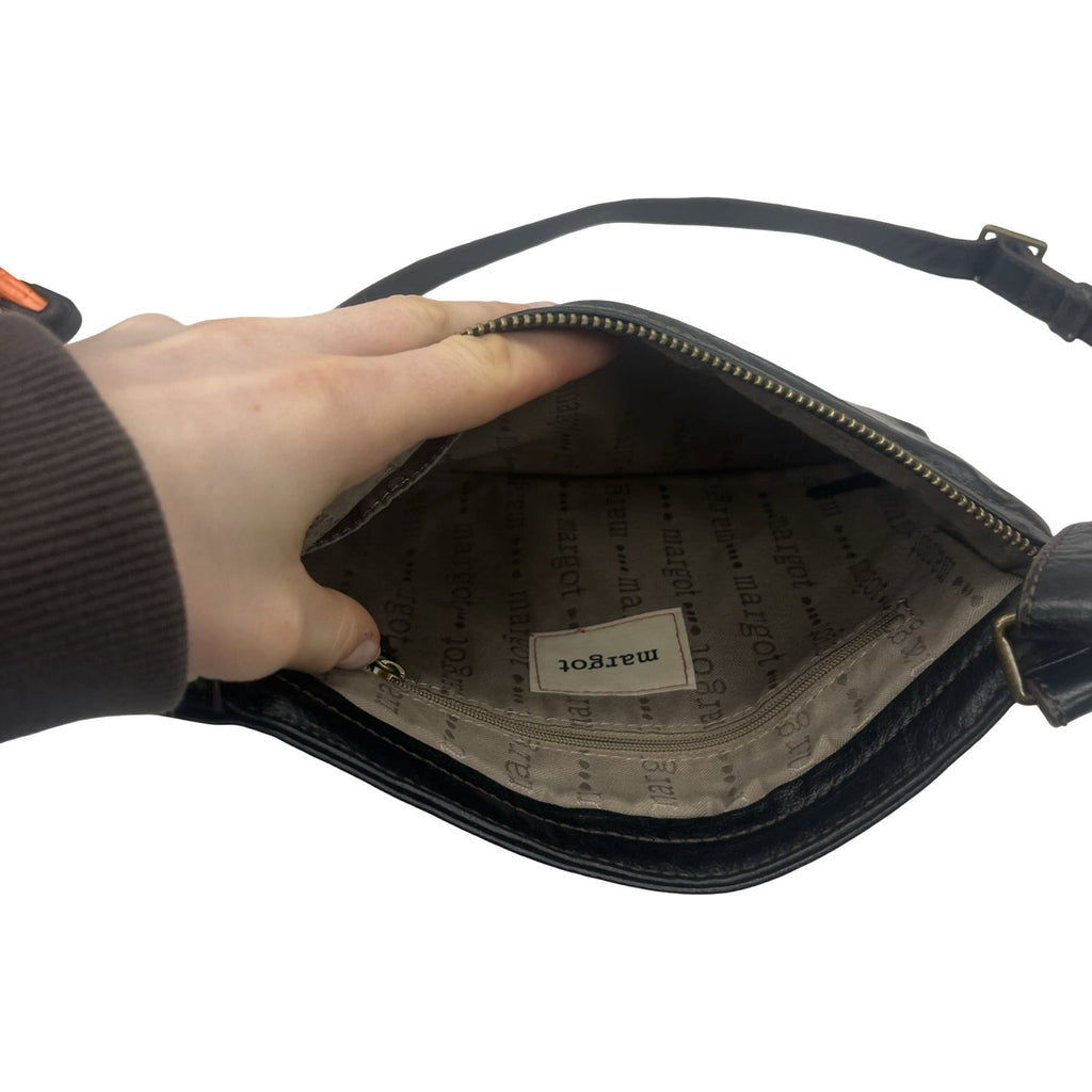 Crossbody Leather By Margot In Brown, Size:Medium