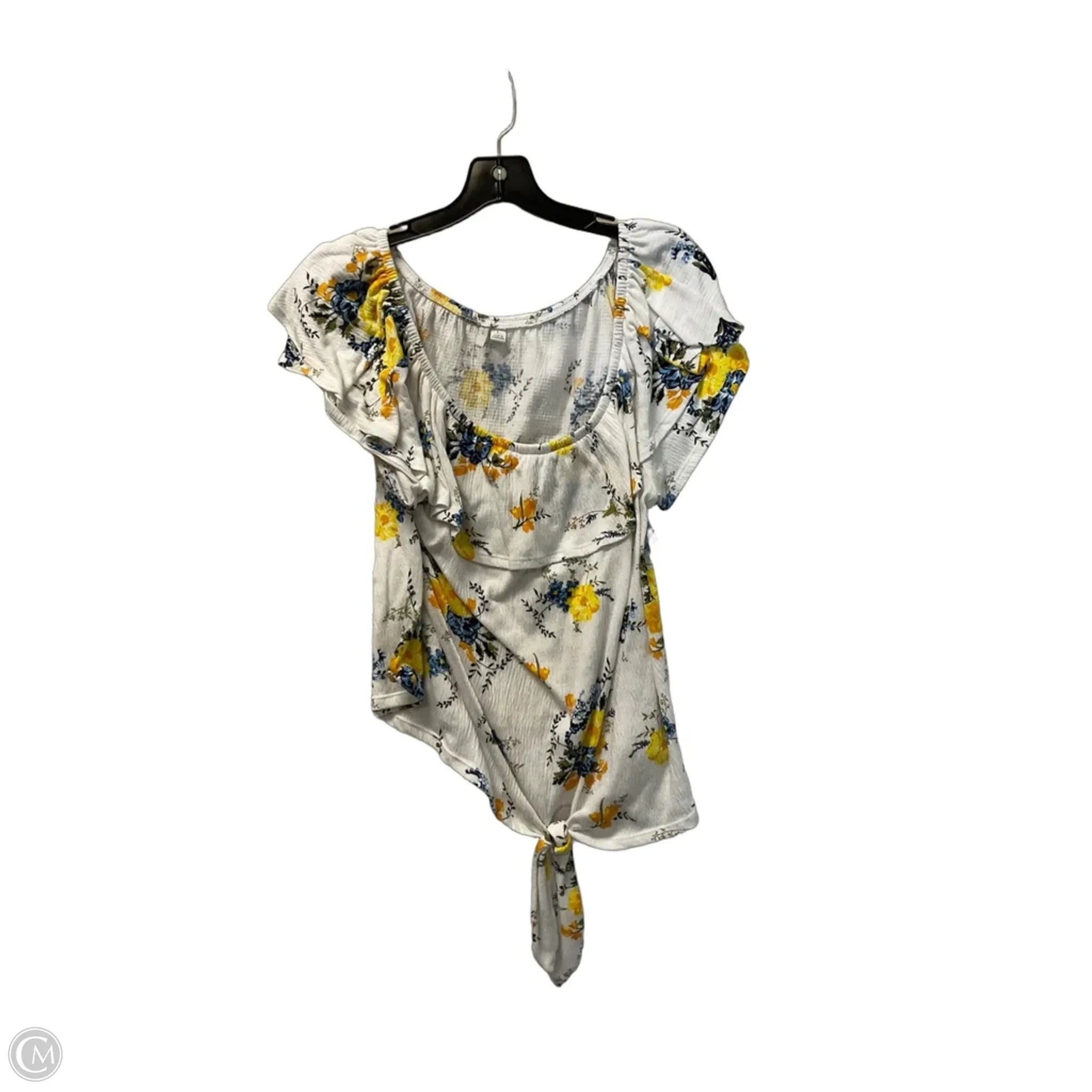 Top Short Sleeve By Cato In White, Size: L