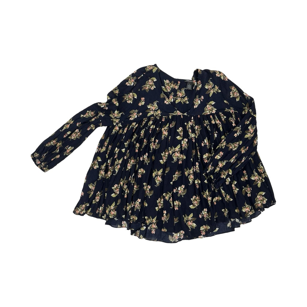 Blouse Ls By Chelsea And Theodore In Navy, Size:L