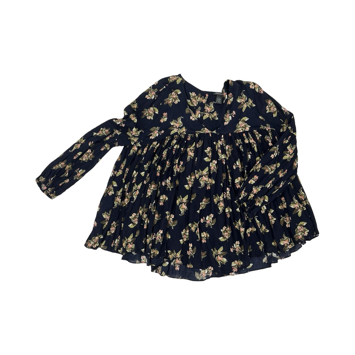 Blouse Ls By Chelsea And Theodore In Navy, Size:L