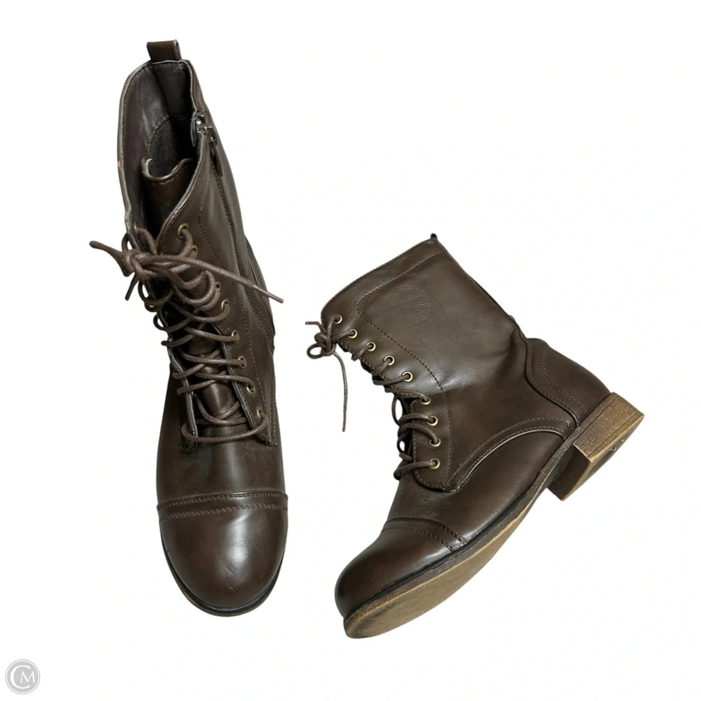 Boots Combat By Forever In Brown, Size: 7.5