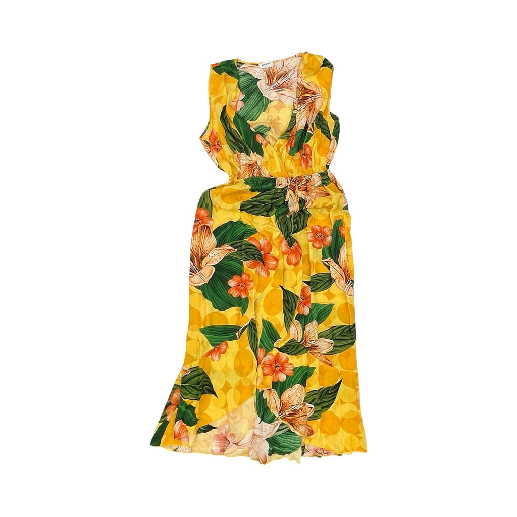 Dress Party Midi By Clothes Mentor In Green & Yellow, Size:2X