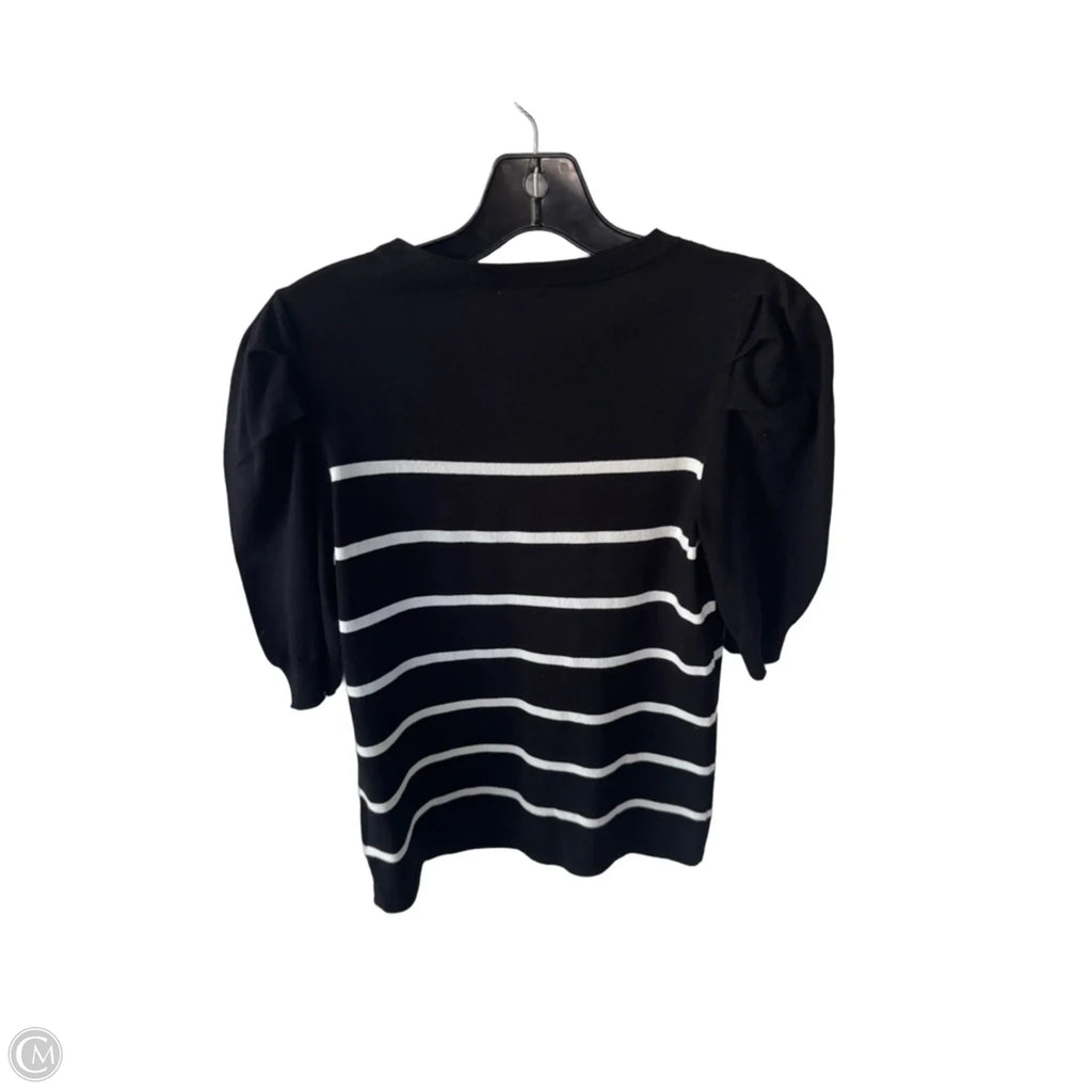 Sweater Short Sleeve By Anne Klein In Black & Cream, Size: Xs