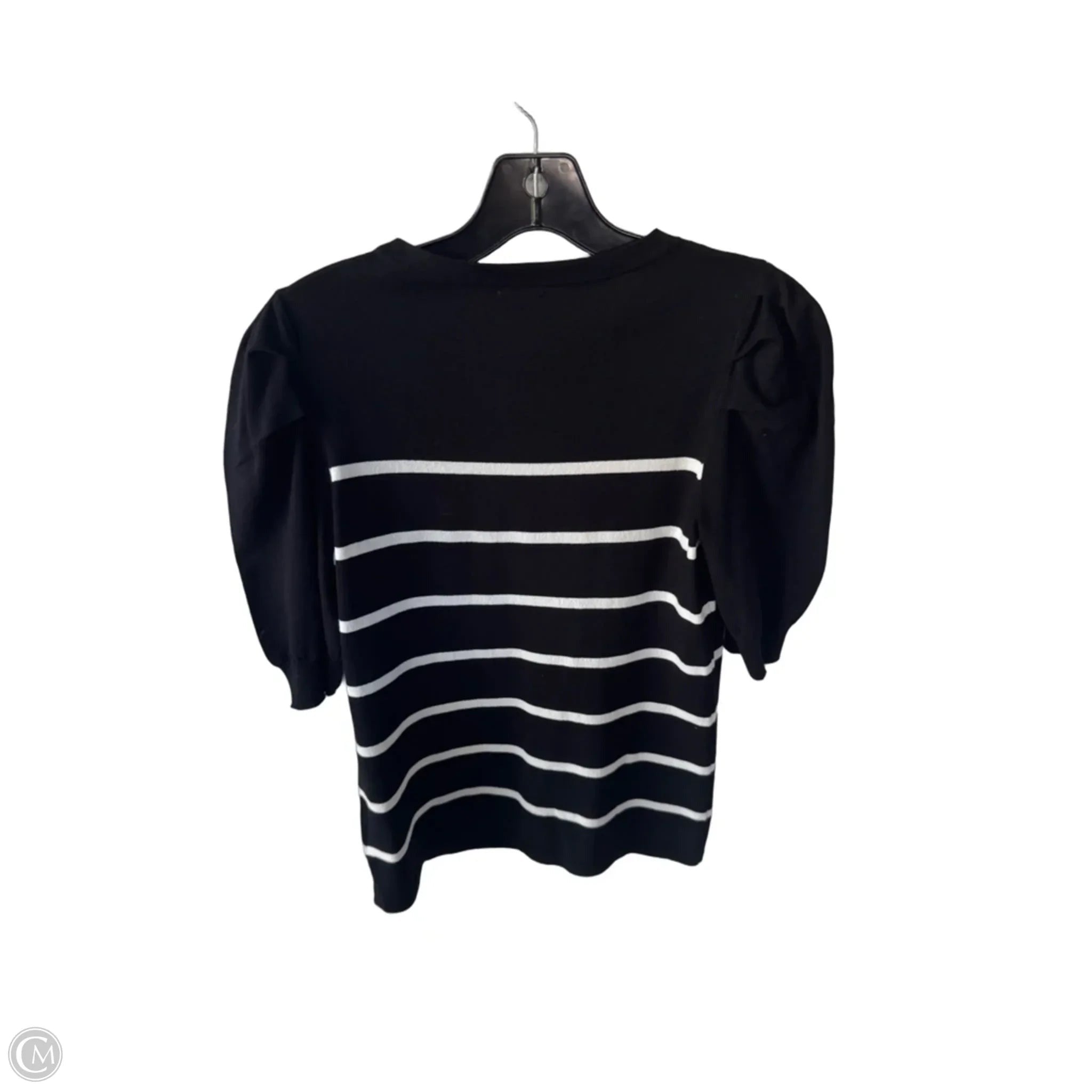 Sweater Short Sleeve By Anne Klein In Black & Cream, Size: Xs
