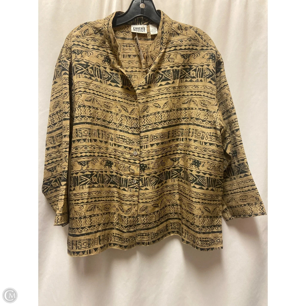 Top Long Sleeve By Chicos In Brown, Size: 3x