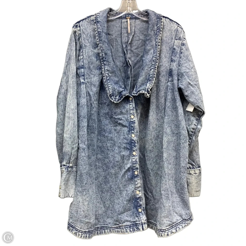 Jacket Denim By Free People In Blue Denim, Size: L