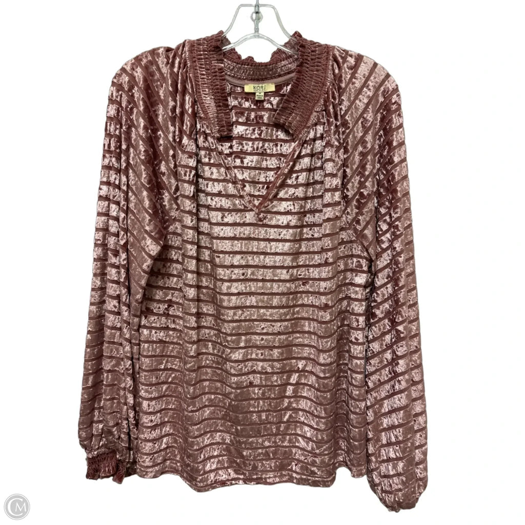 Top Long Sleeve By Kori America In Pink, Size: M