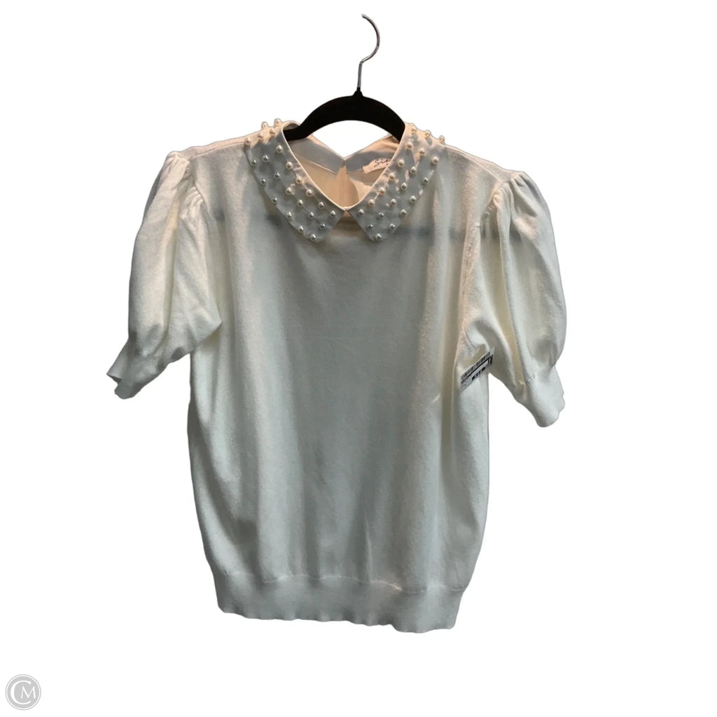 Sweater Short Sleeve By Sioni In White, Size: M