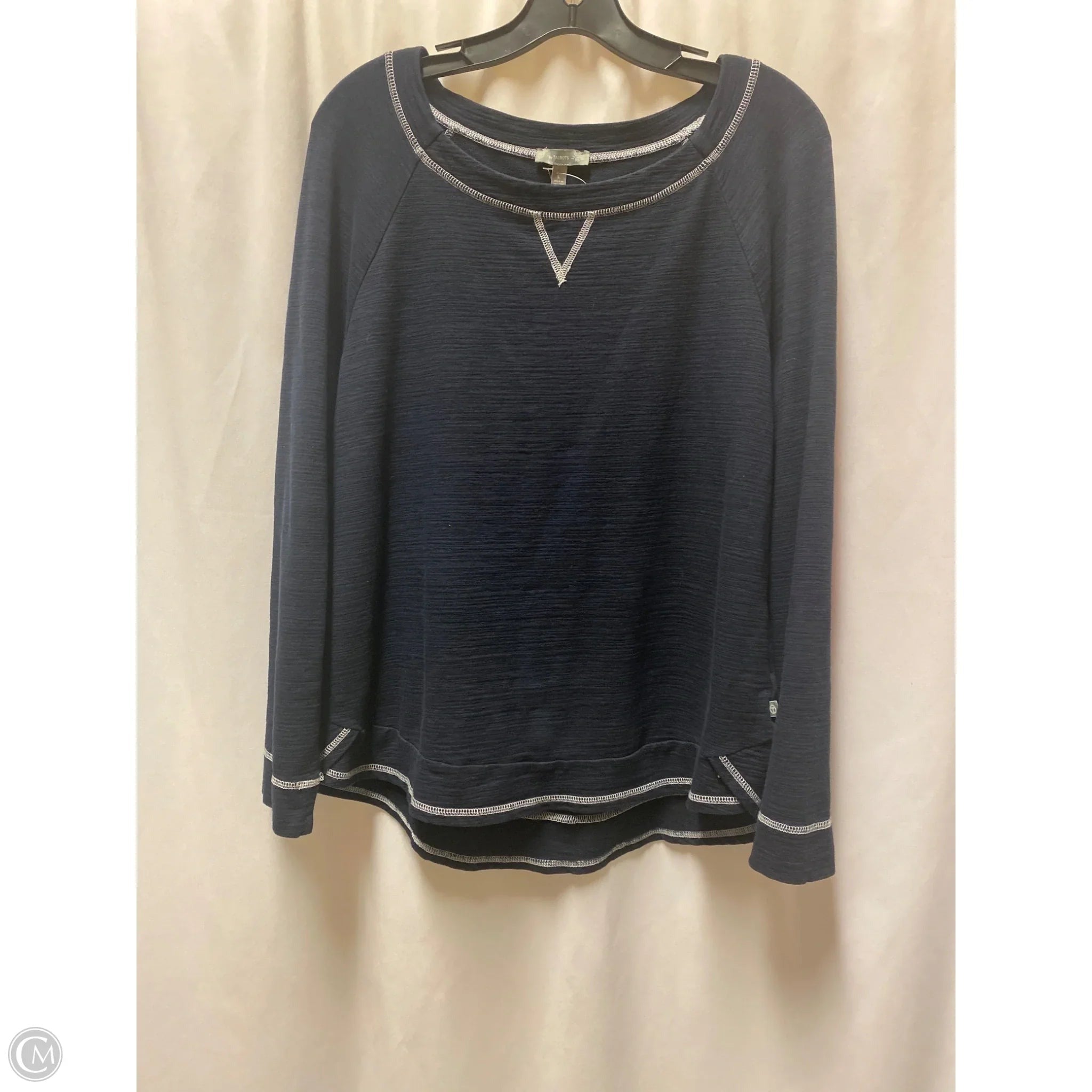 Top Long Sleeve By Talbots In Navy, Size: L