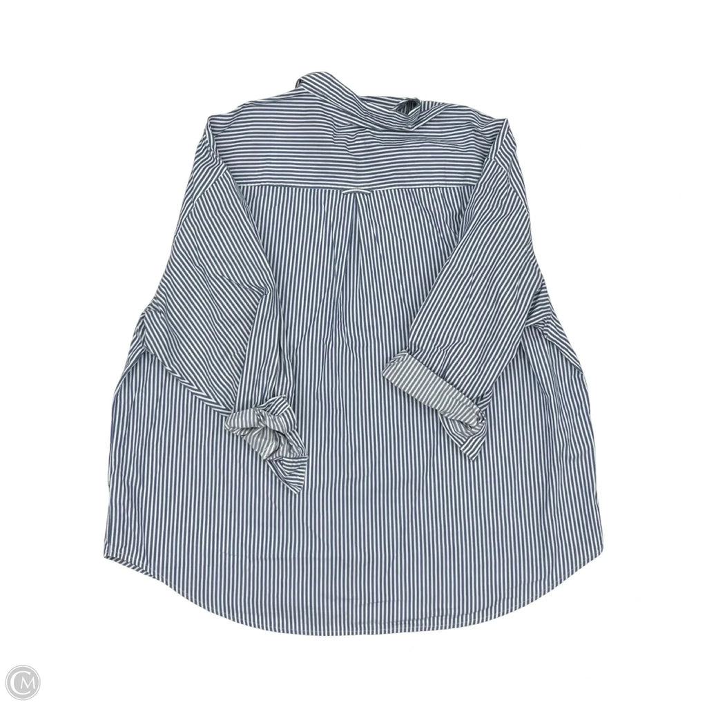 Blouse Long Sleeve By Old Navy In Blue & White, Size: Xl