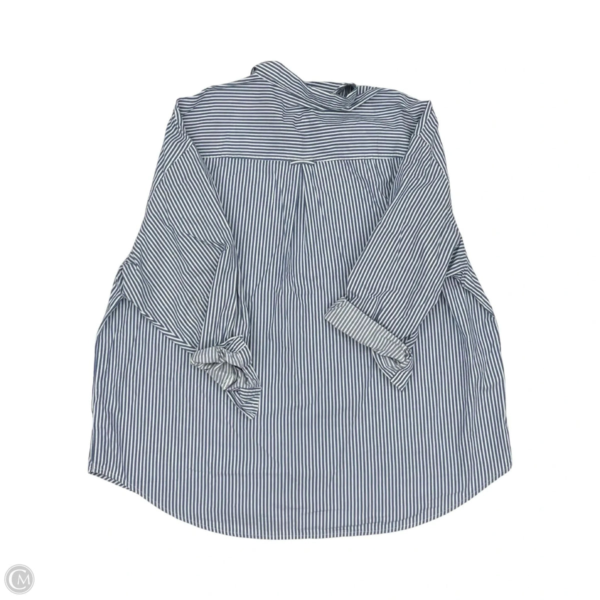 Blouse Long Sleeve By Old Navy In Blue & White, Size: Xl