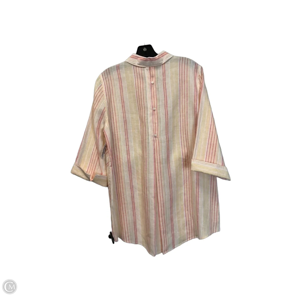 Top 3/4 Sleeve By Chicos In Striped Pattern, Size: S