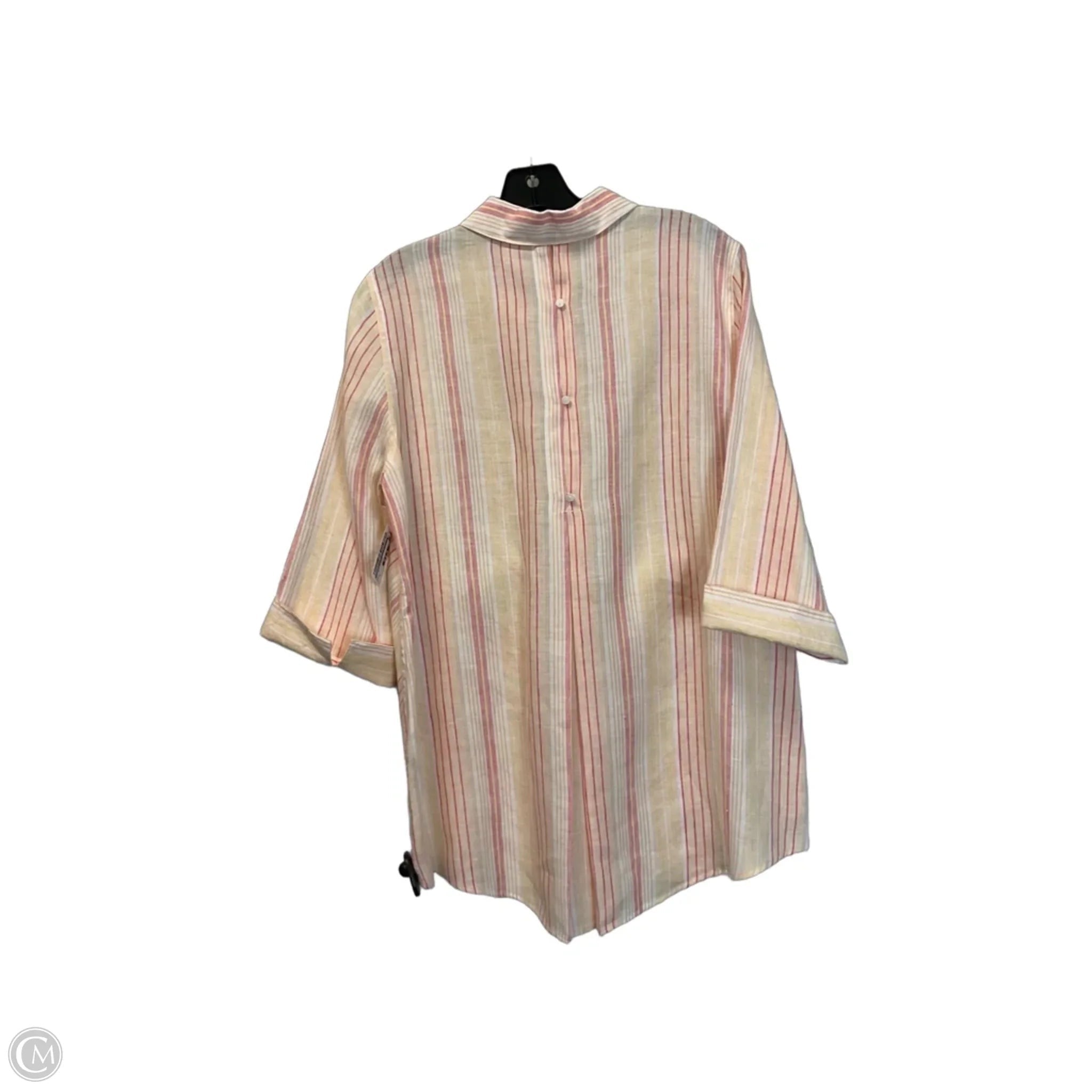Top 3/4 Sleeve By Chicos In Striped Pattern, Size: S