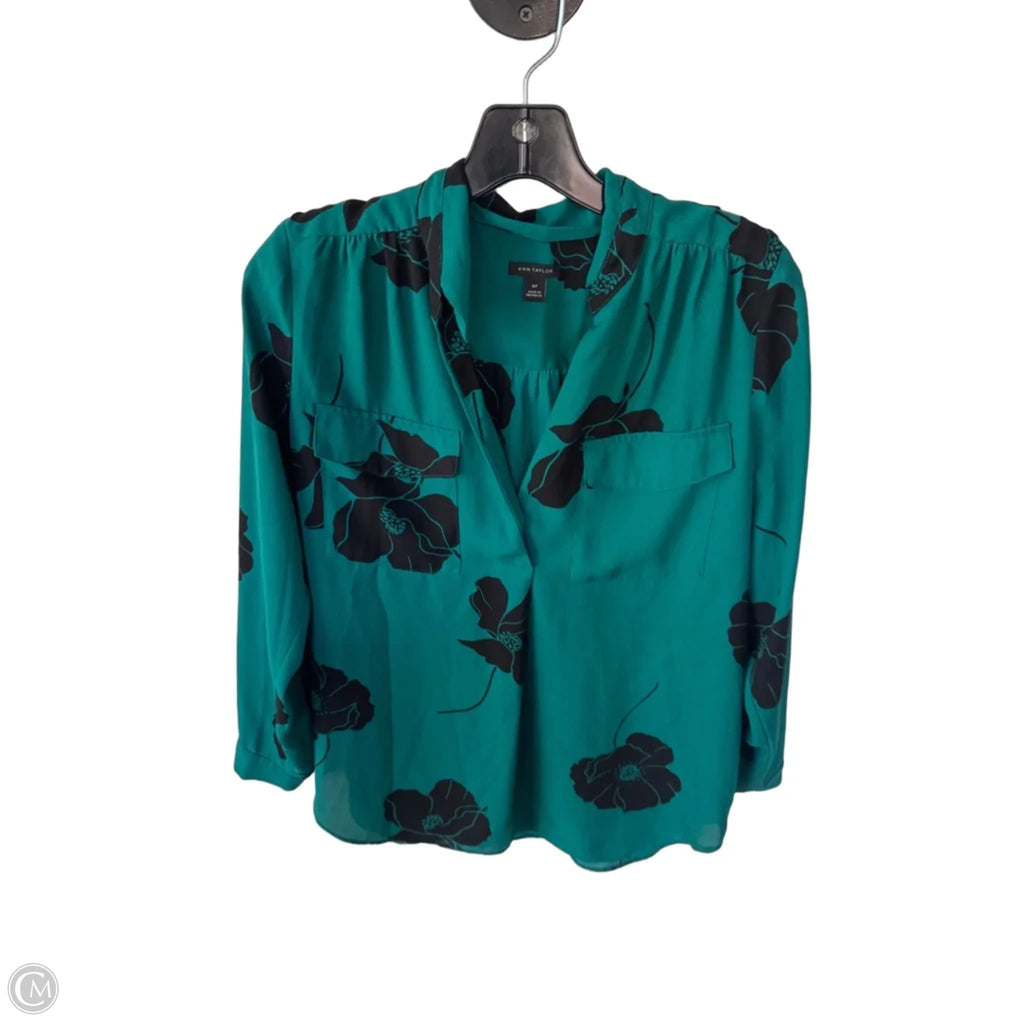 Top Long Sleeve By Ann Taylor In Black & Green, Size: Mp