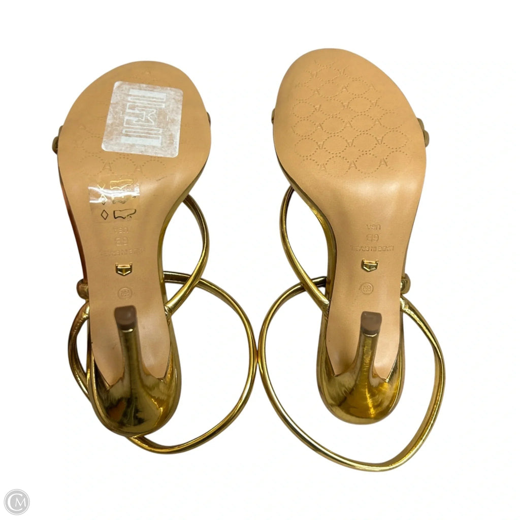 Sandals Heels Stiletto By Arezzo In Gold, Size: 6