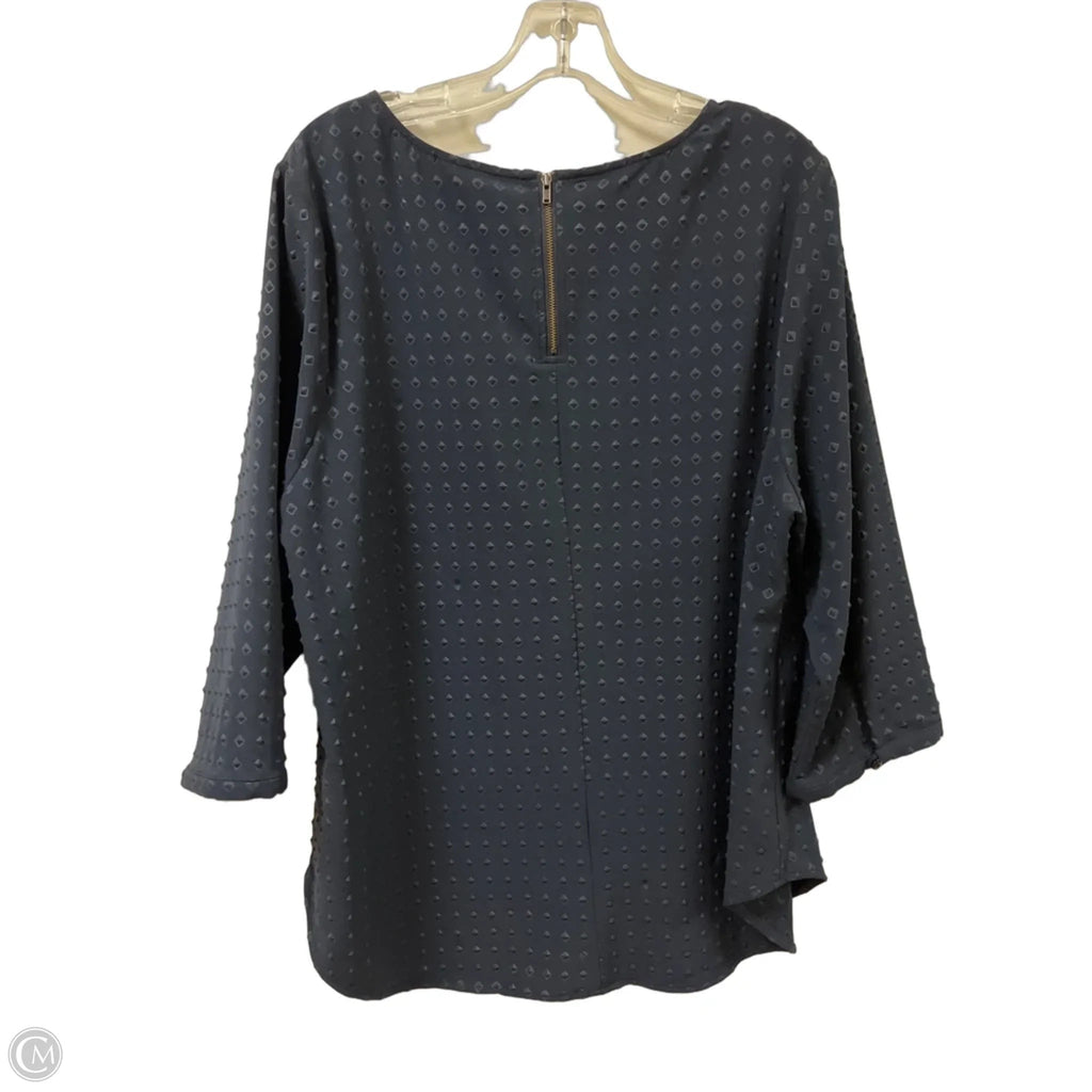 Top Long Sleeve By Cj Banks In Navy, Size: 1x