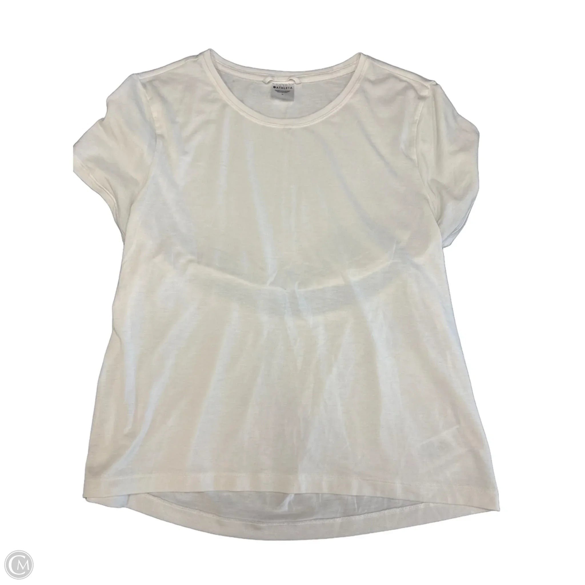 Athletic Top Short Sleeve By Athleta In Cream, Size: M