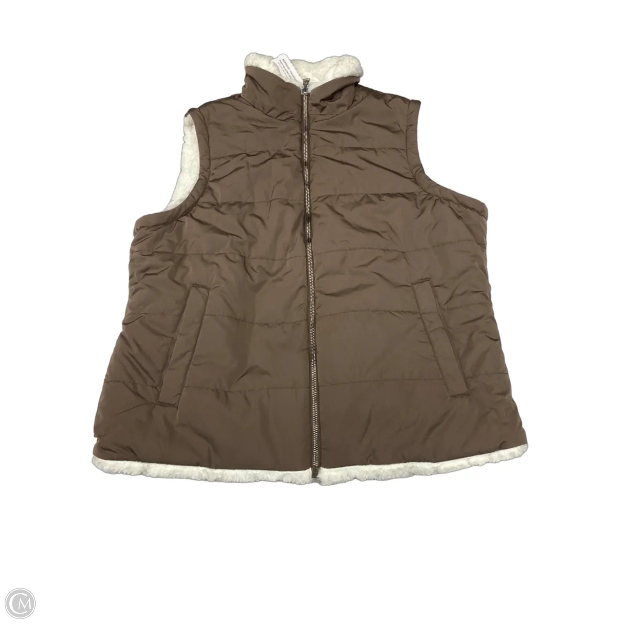 Vest Puffer & Quilted By Clothes Mentor In Brown, Size: L