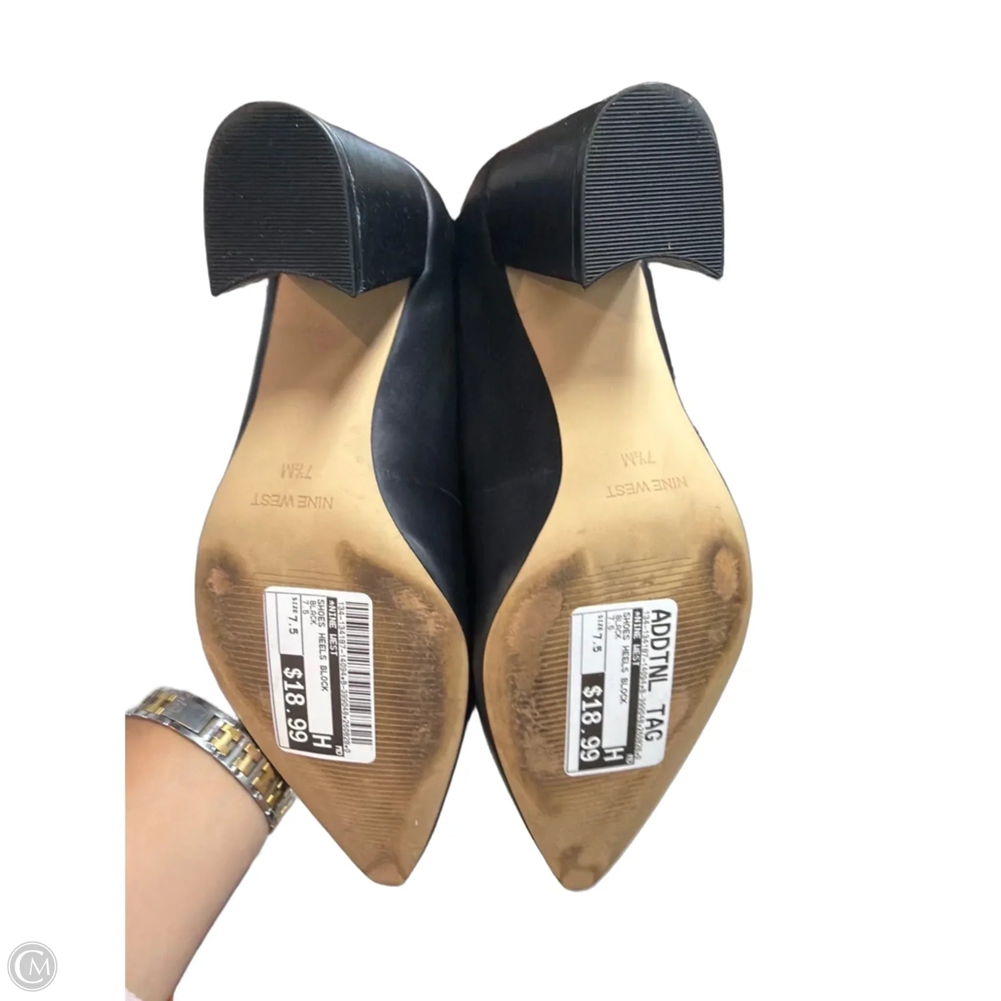 Shoes Heels Block By Nine West In Black, Size: 7.5
