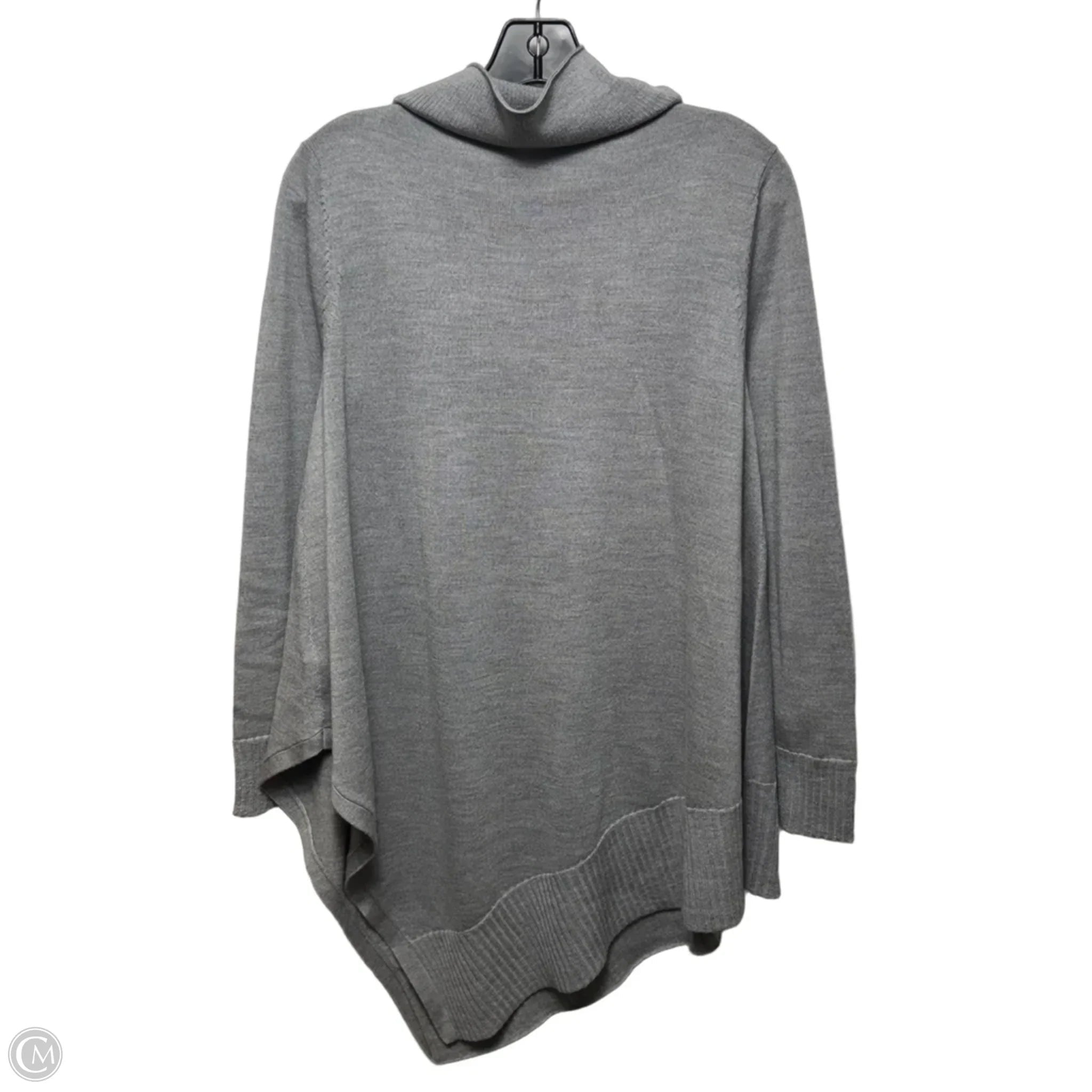 Merino Wool Sweater Tunic Long Sleeve By Eileen Fisher In Grey, Size: S