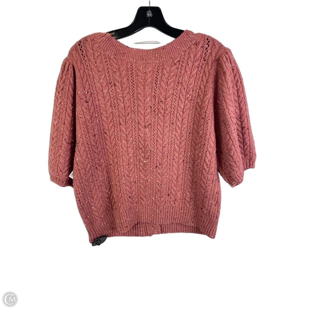 Sweater Cardigan By Loft In Pink, Size: L