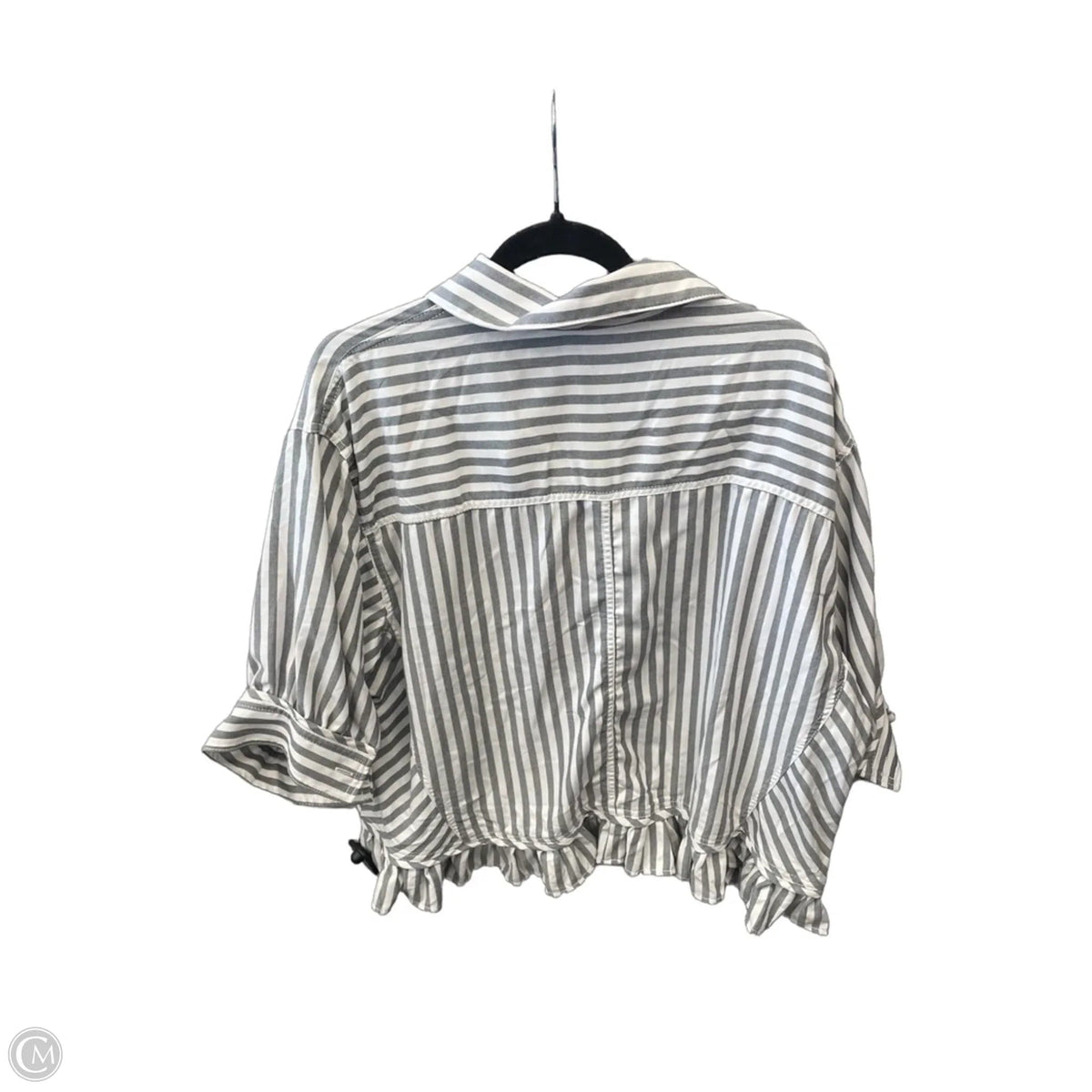 Top Short Sleeve By Clothes Mentor In Grey & White, Size: 2x