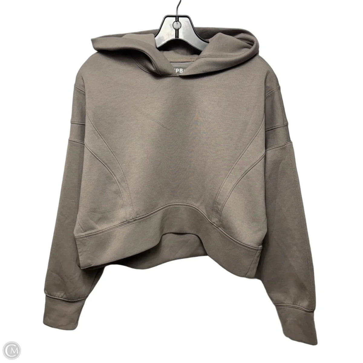 Cropped Athletic Sweatshirt Hoodie By Ypb In Taupe, Size: S