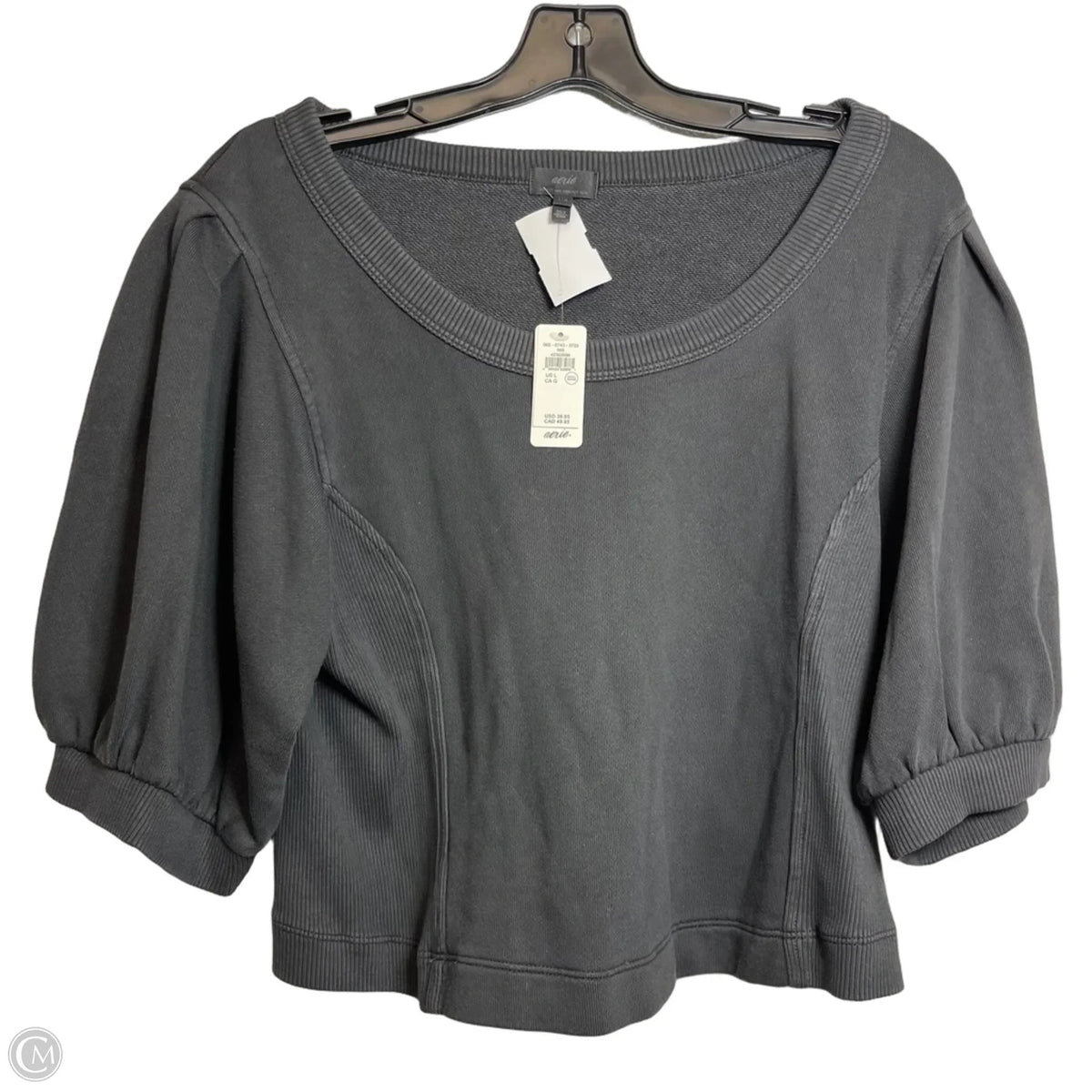 Top Short Sleeve By Aerie In Black, Size: L