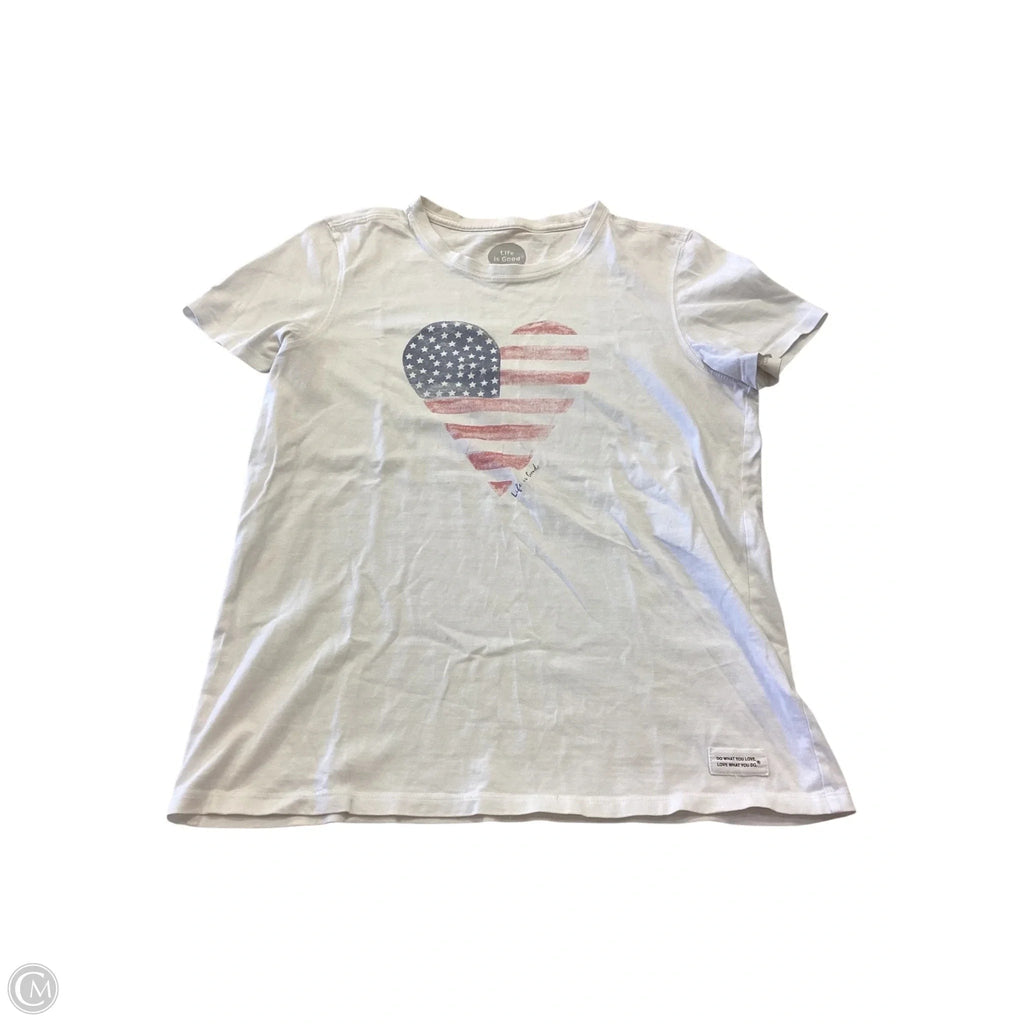 Top Short Sleeve By Life Is Good In Blue & Red & White, Size: M