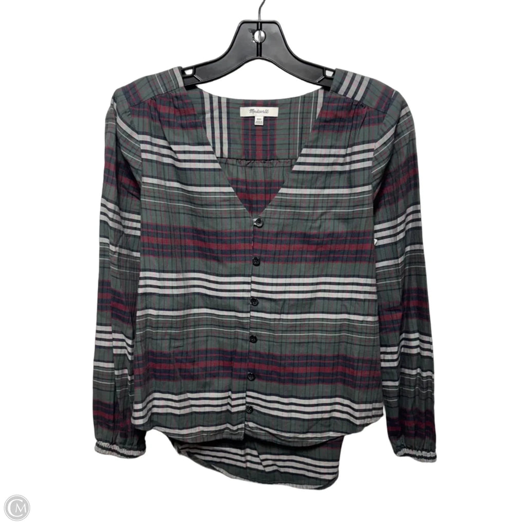 Top Long Sleeve By Madewell In Plaid Pattern, Size: XXS