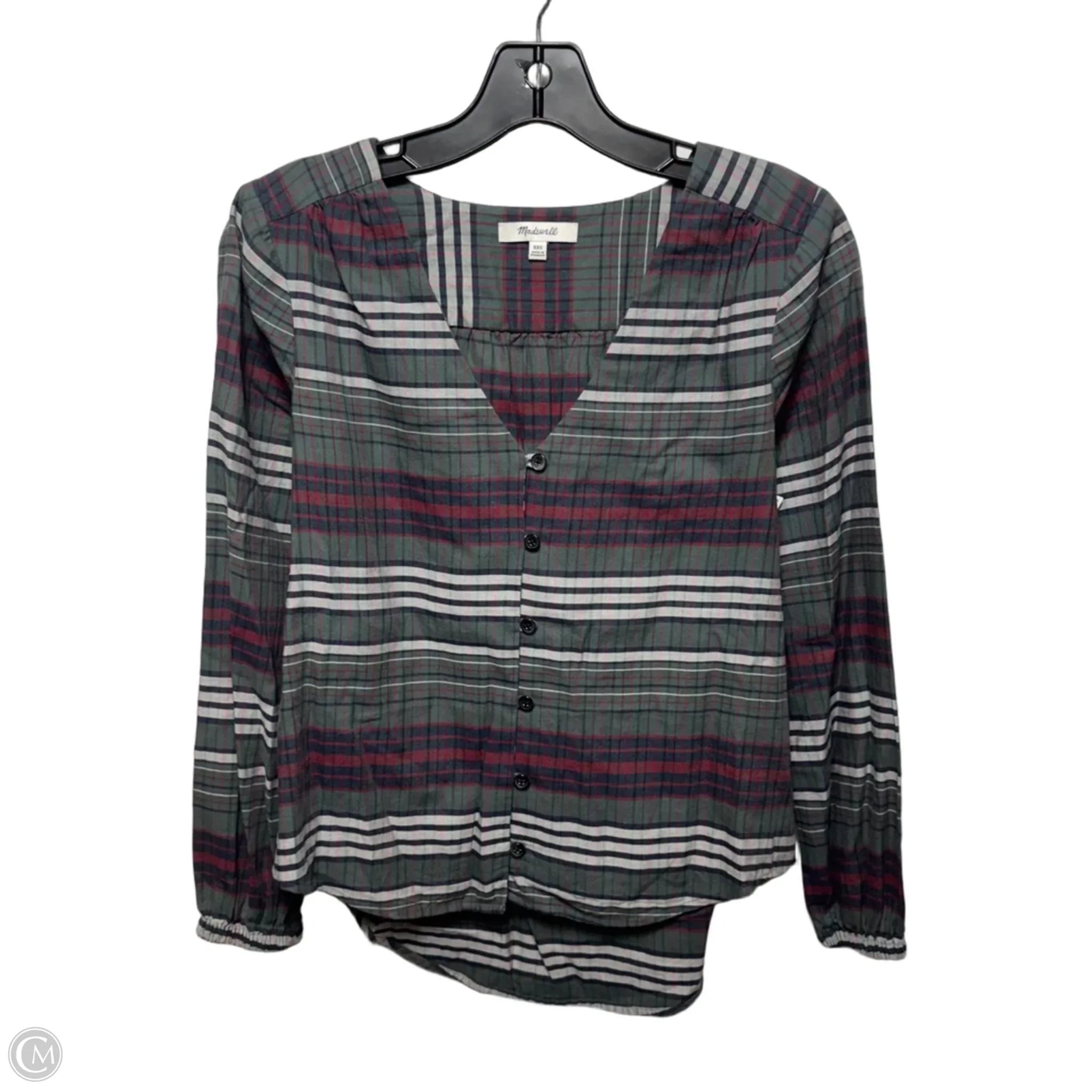 Top Long Sleeve By Madewell In Plaid Pattern, Size: XXS