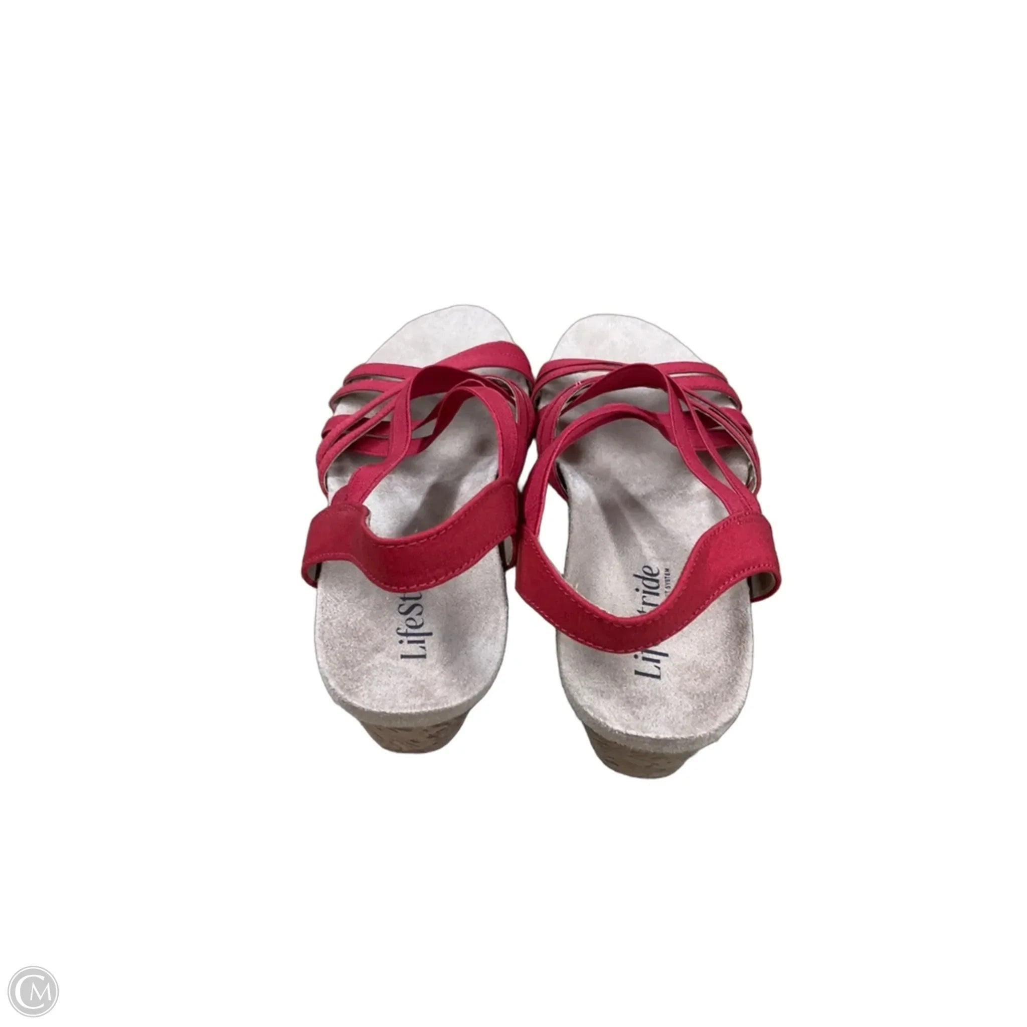 Sandals Heels Wedge By Life Stride In Red, Size: 7