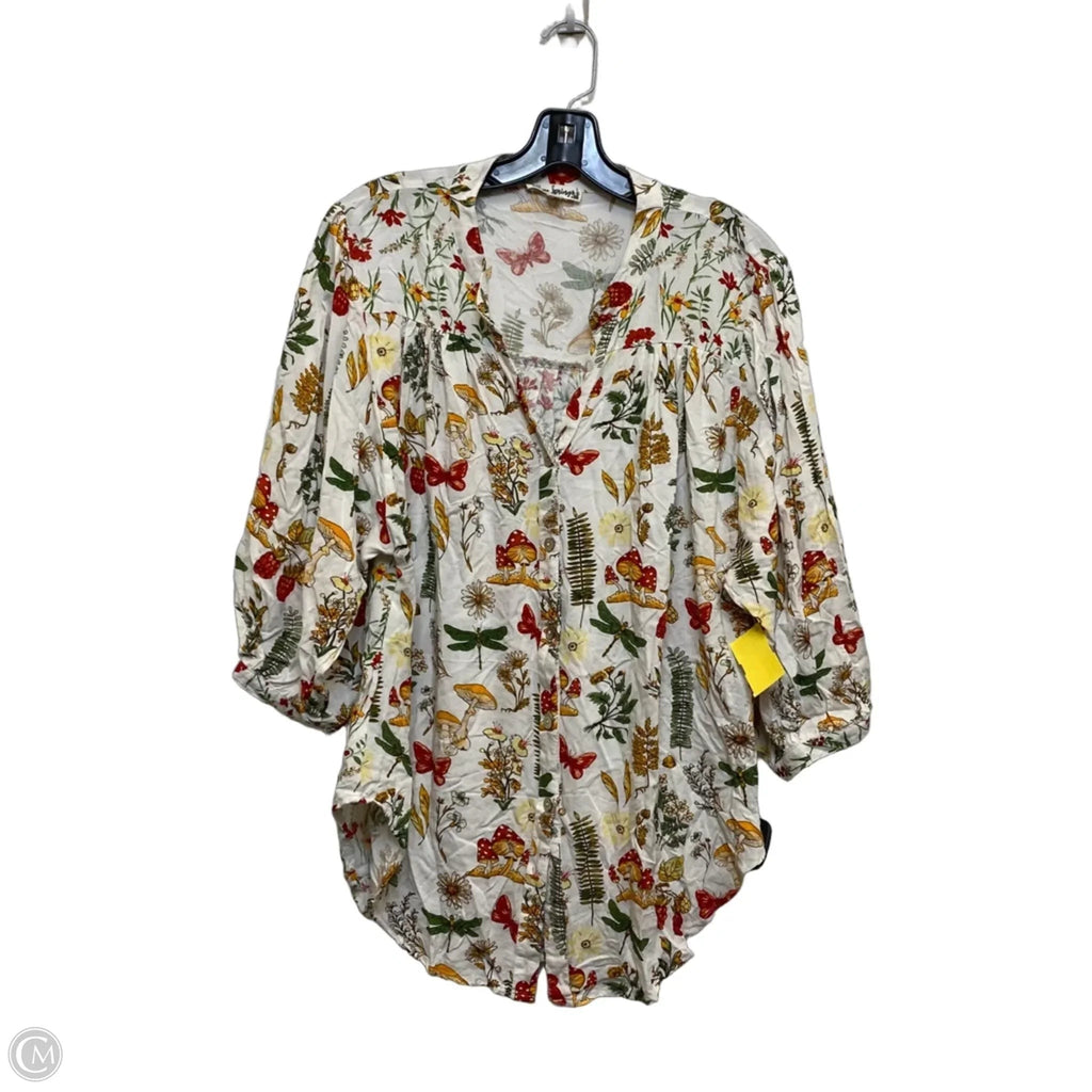Top 3/4 Sleeve By Hope Springs In Cream, Size: Xl