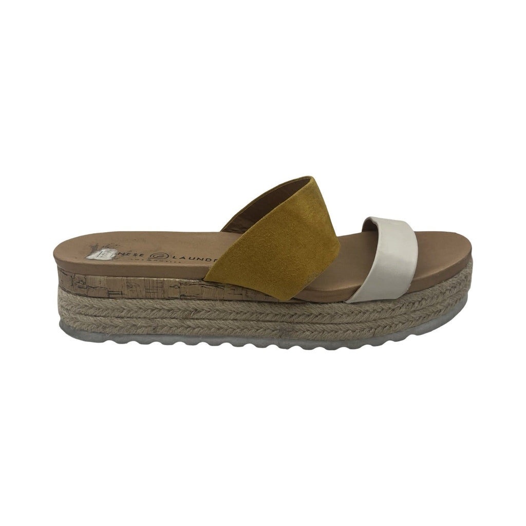 Sandals Heels Platform By Chinese Laundry In Cream & Yellow, Size:8.5