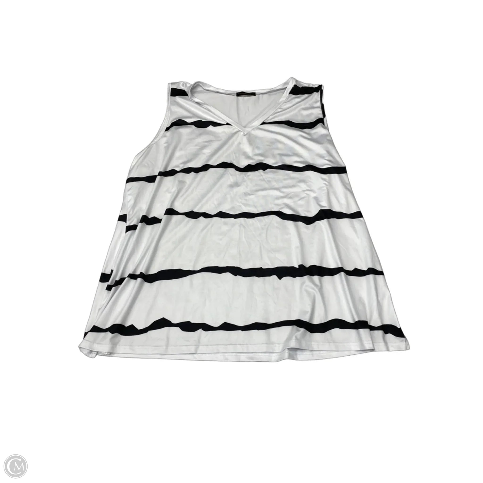 Blouse Sleeveless By Fantaslook In Black & White, Size: 3x
