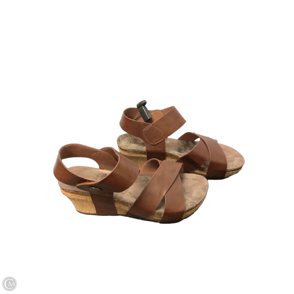 Sandals Heels Wedge By Pierre Dumas In Brown, Size: 8.5
