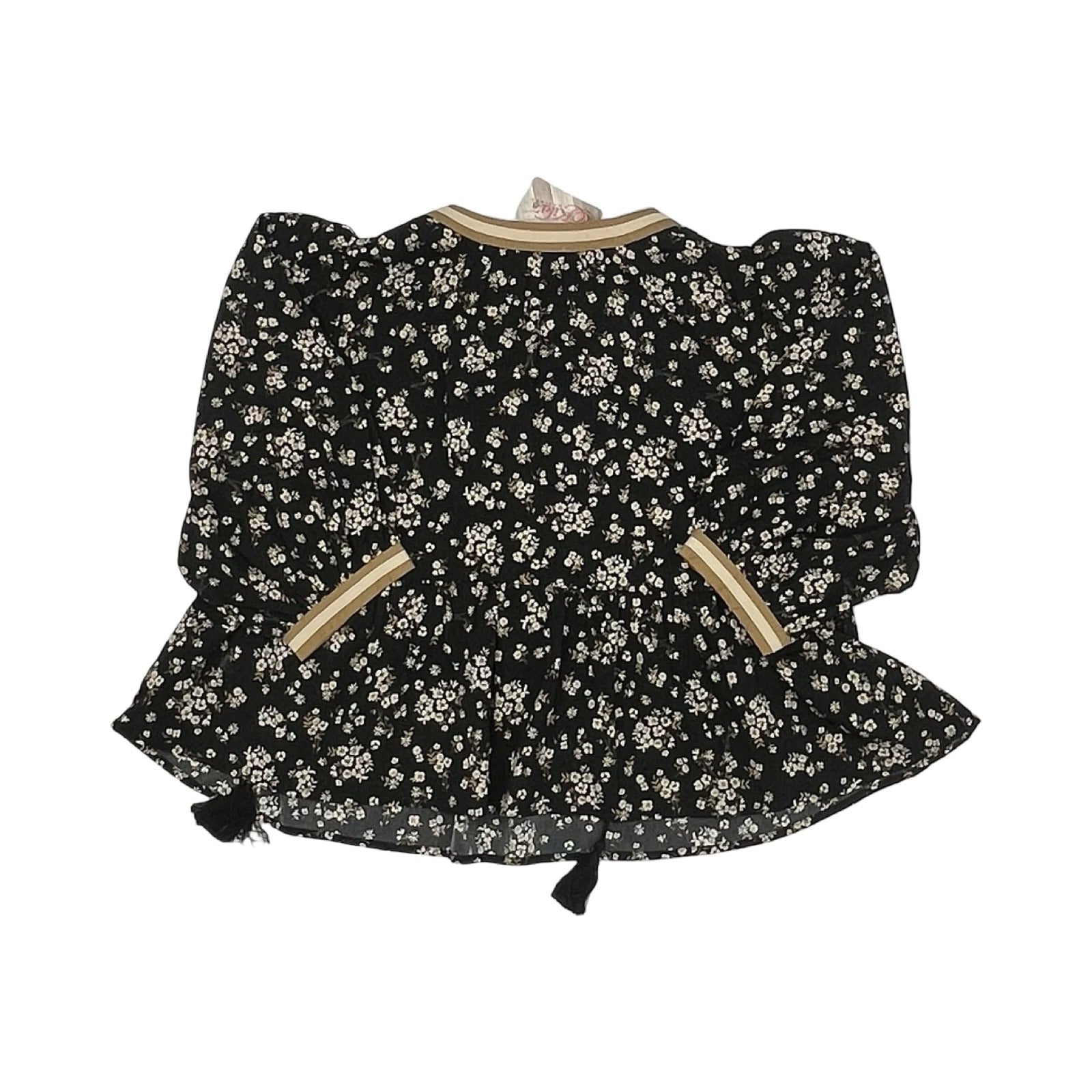 Blouse Ls By Oddi In Black & Tan, Size:S