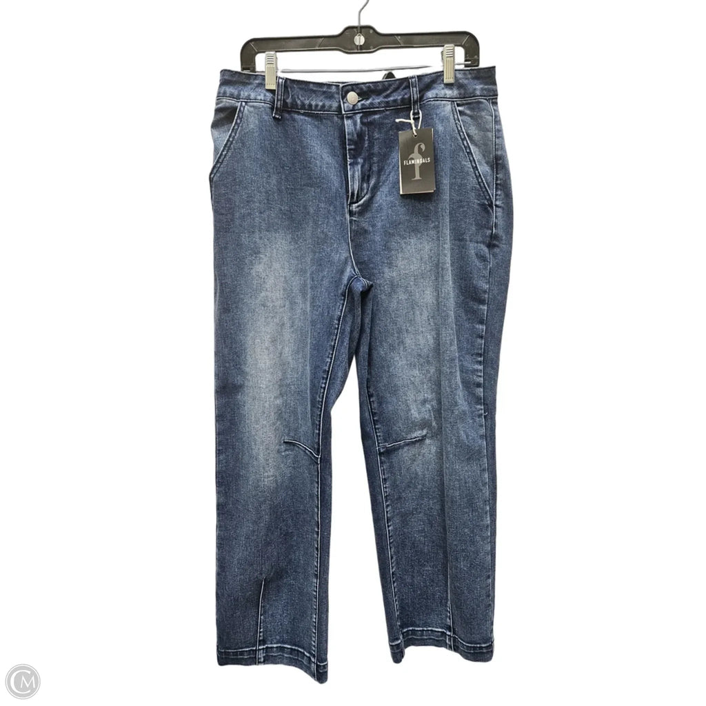 Jeans Cropped By Flamingals In Blue Denim, Size: 16