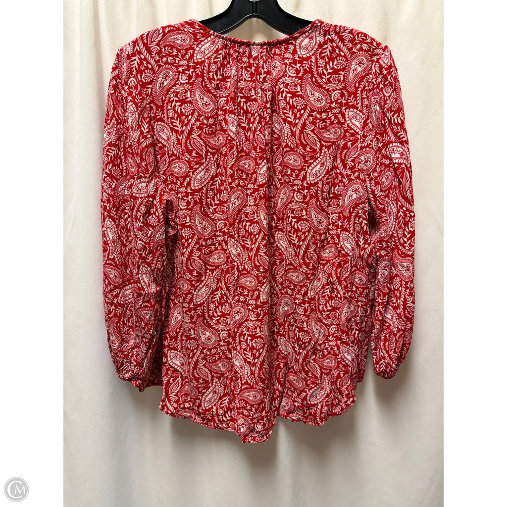Top Long Sleeve By Liz Claiborne In Red & White, Size: Xl