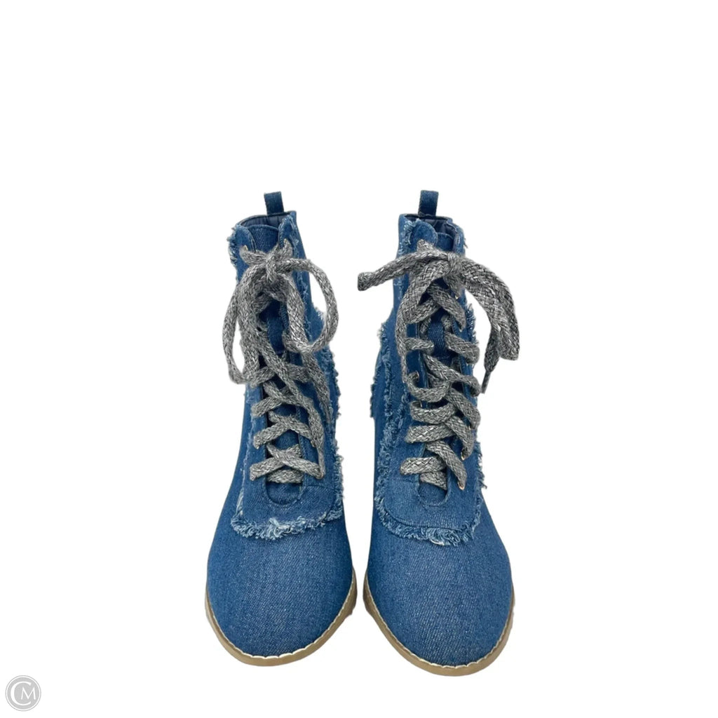 Boots Ankle Heels By Cato In Blue Denim, Size: 9