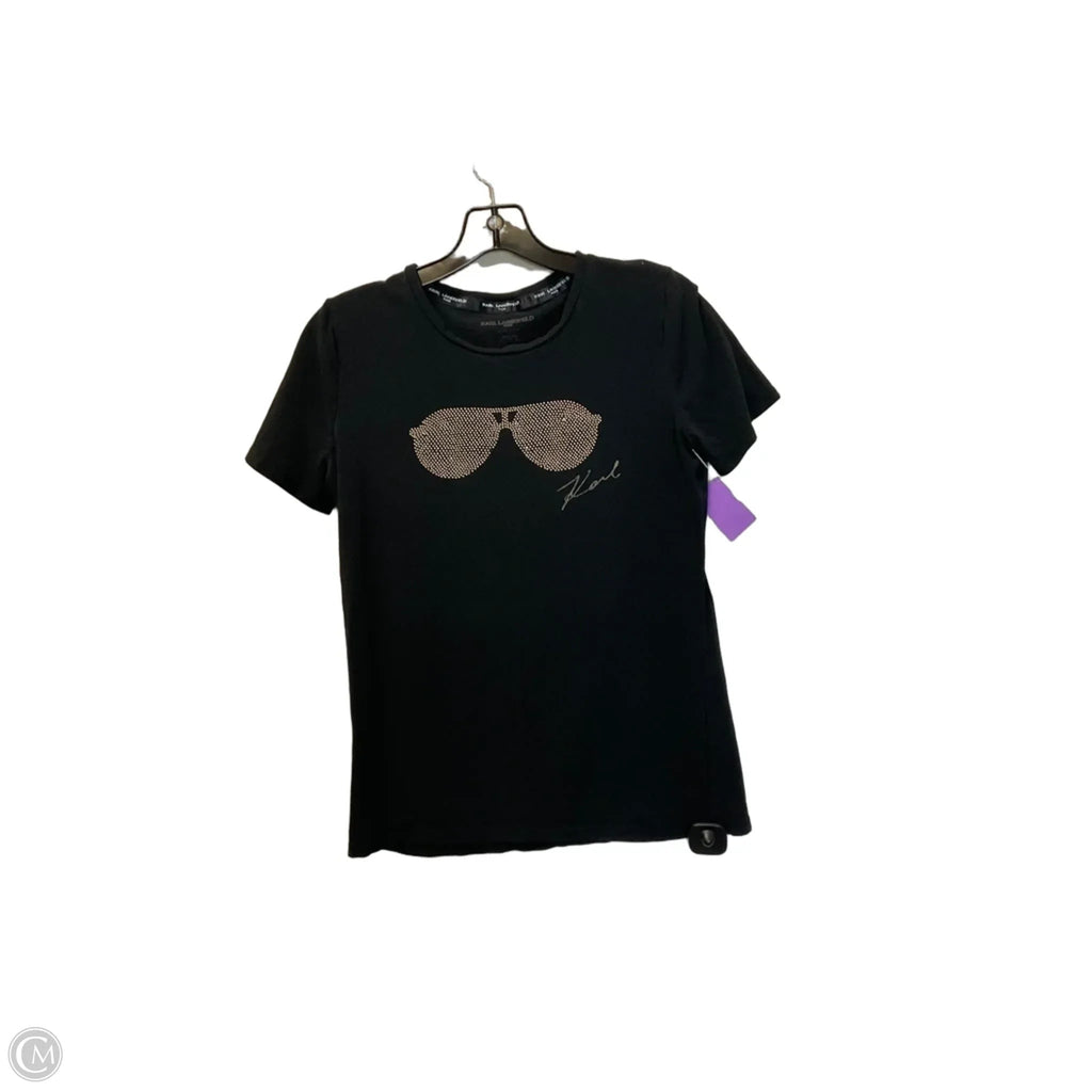 Top Short Sleeve Designer By Karl Lagerfeld In Black, Size: Xs