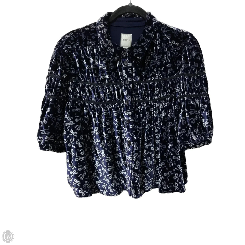 Top Short Sleeve By Maeve In Black & Silver, Size: L